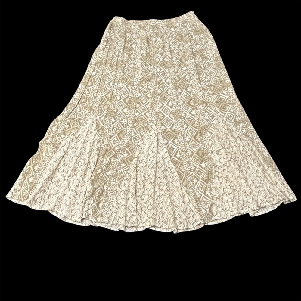 Carole Little Petites Flare Skirt Geometric Beige and Cream Travel Caual Sz 12